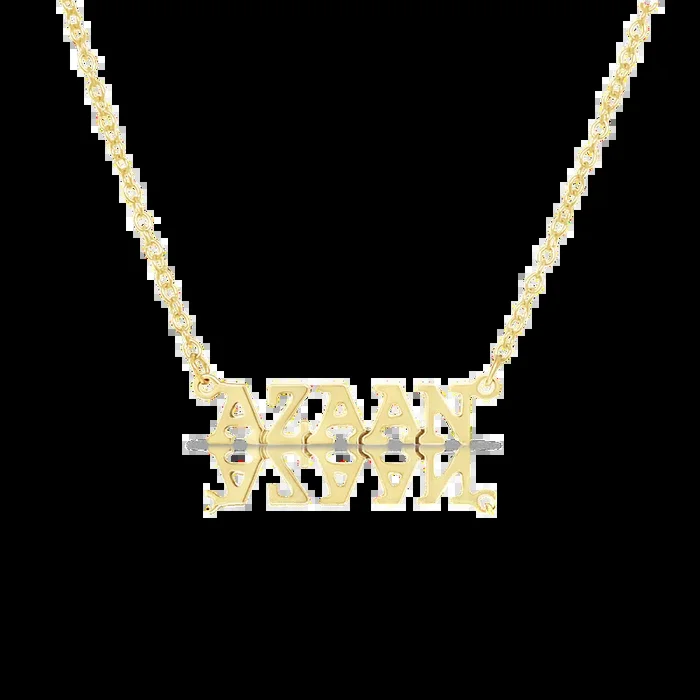 COURIER BLOCK NAME PLATE NECKLACE