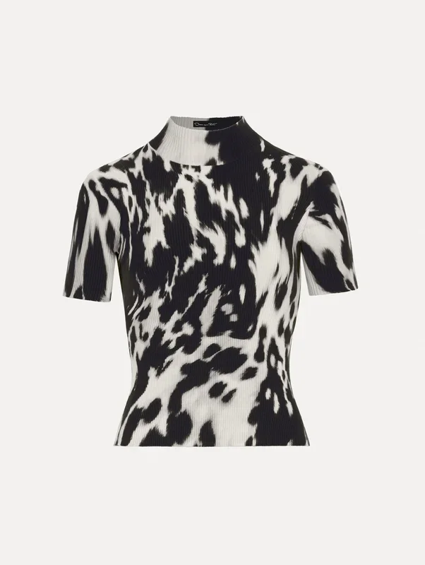 Cowhide Printed Ribbed Pullover