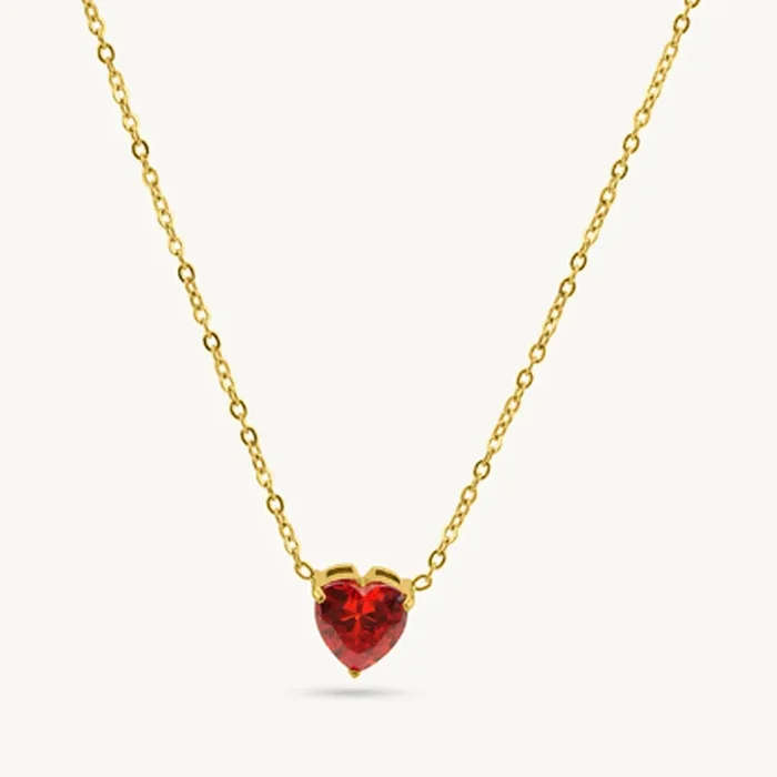 Crimson Spark Heart Pendant Necklace