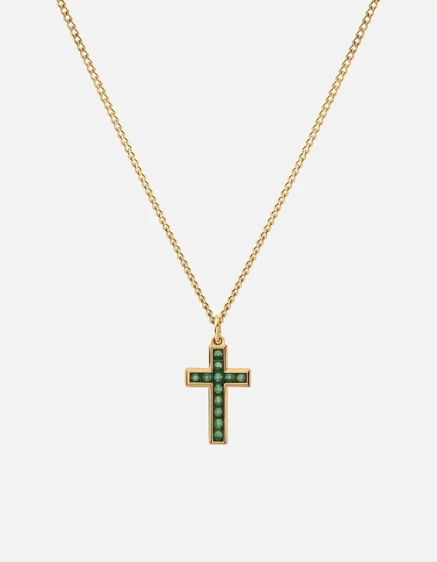 Cross Agate Necklace, Gold Vermeil