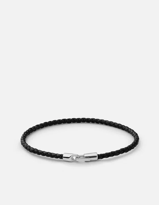 Cruz Leather Bracelet, Sterling Silver / Black