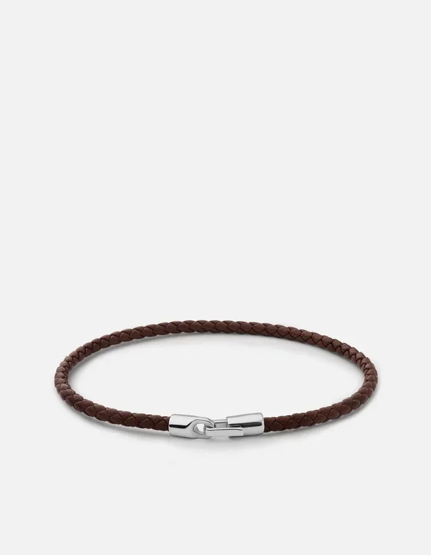Cruz Leather Bracelet, Sterling Silver / Brown