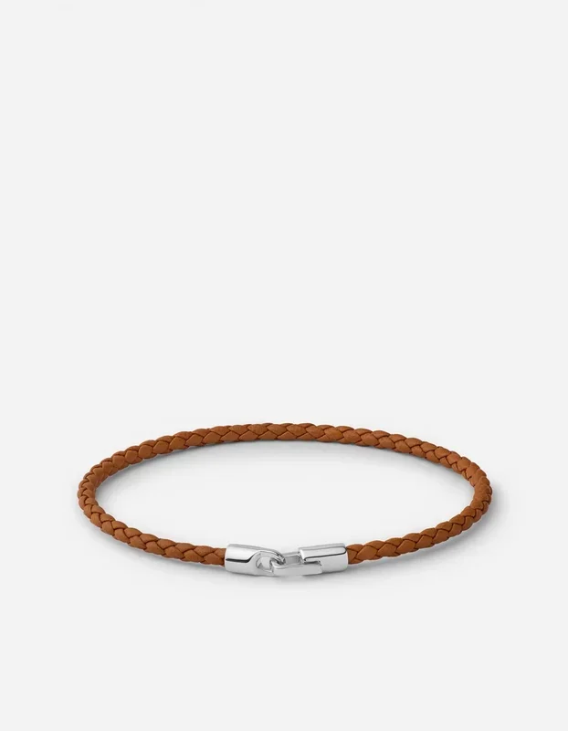 Cruz Leather Bracelet, Sterling Silver / Cognac