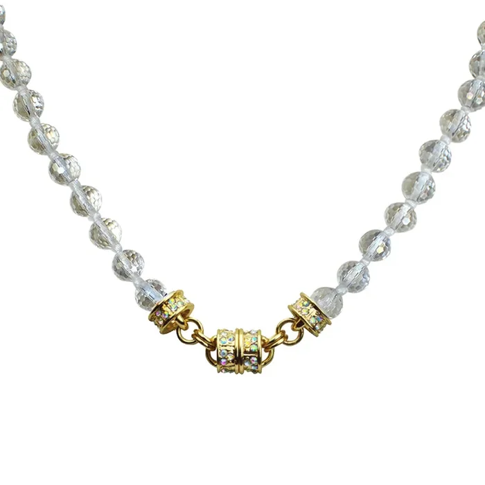 Crystal Beaded 32″ Magnetic Interchangeable Necklace (Goldtone/Crystal AB)