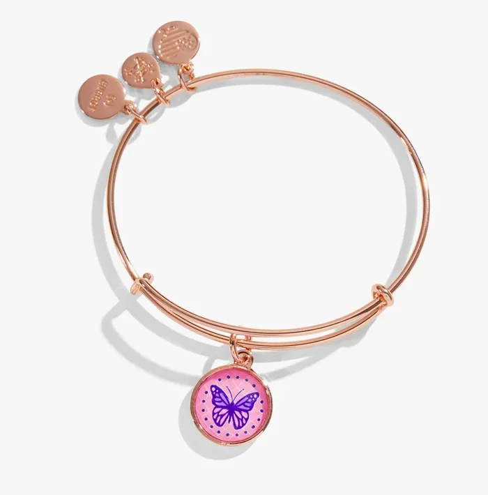 Crystal Butterfly Charm Bangle Bracelet