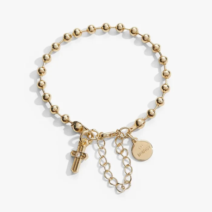 Crystal Cross Beaded Charm Bracelet
