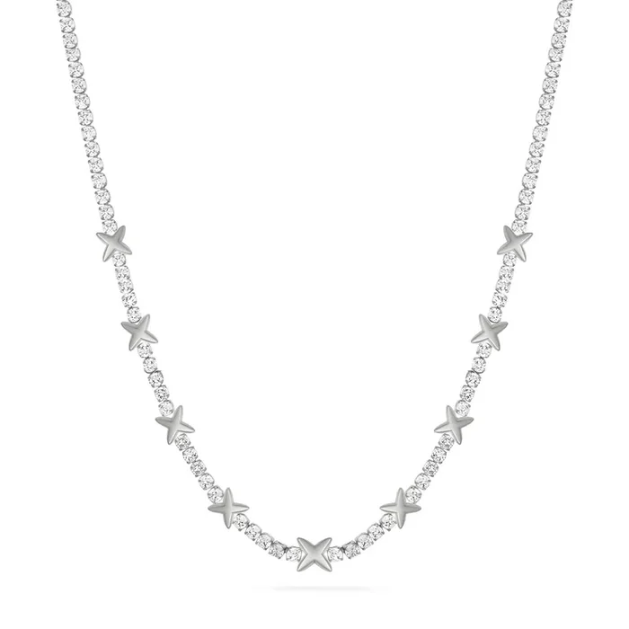 Crystal Fixed Charm Necklace (Silver)