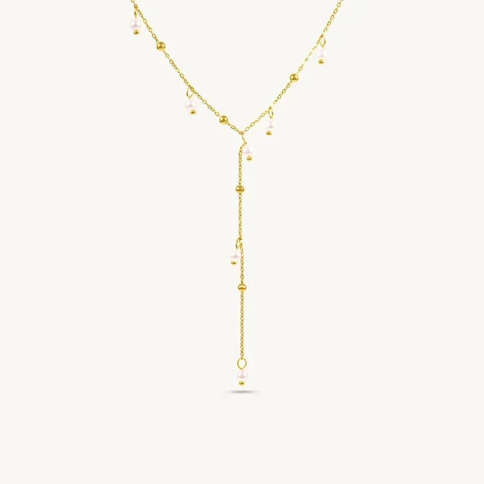 Crystal Link Bar Necklace with Gold Beading