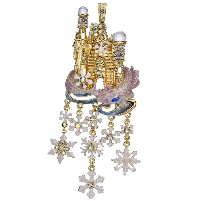 Crystal Palace Snow Dragon Foldover Pendant (Goldtone)