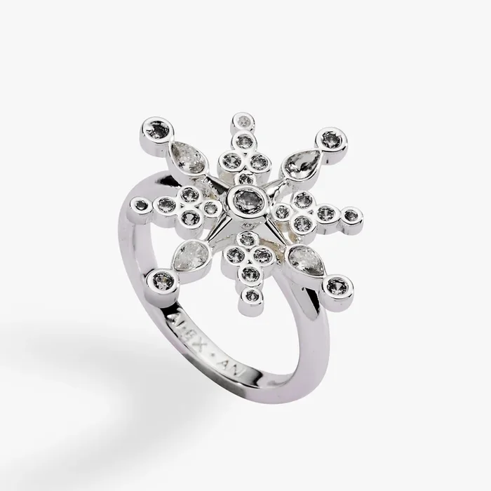 Crystal Snowflake Statement Ring