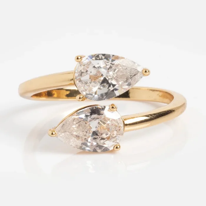 Crystal Teardrop Wrap Ring