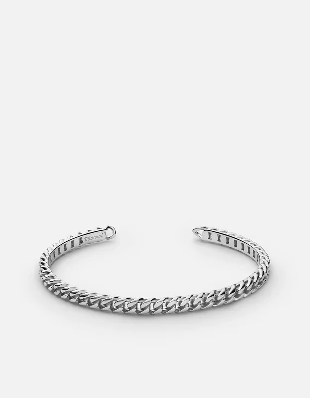 Cuban Link Cuff, Sterling Silver