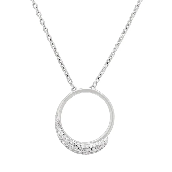 Cubic Zirconia Circle Necklace in Sterling Silver