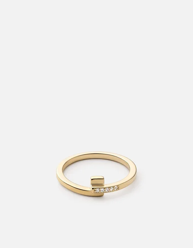 Cubist Ring, 14k Gold Pavé