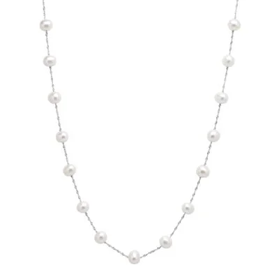 Cultured Freshwater Pearl Necklace in 14kt White Gold (6-6.5mm pearls)