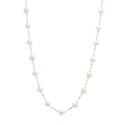 Cultured Freshwater Pearl Necklace in 14kt Yellow Gold (6-6.5mm pearls)