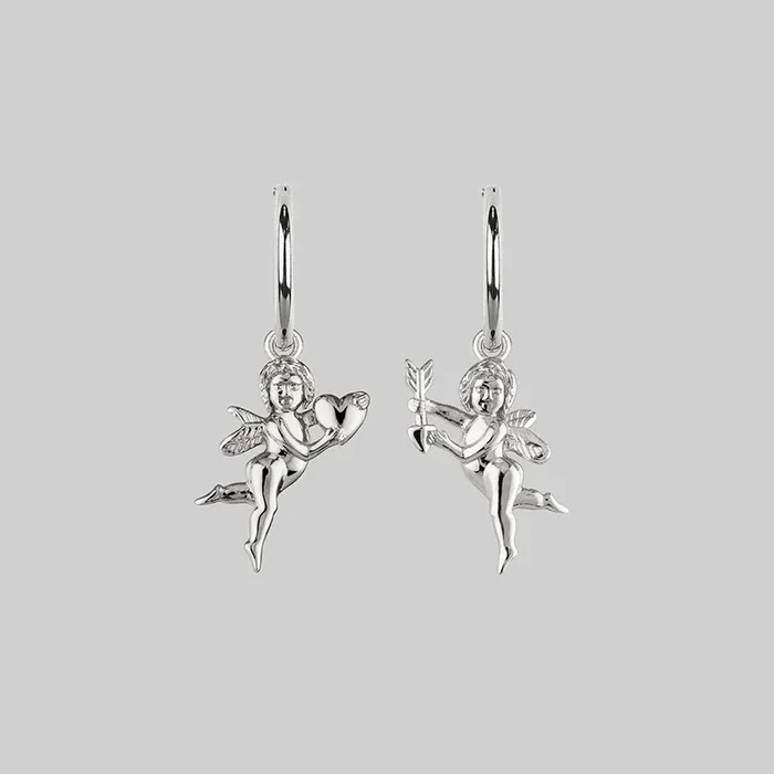 Cupid & Psyche Lovers Hoop Earrings – Silver