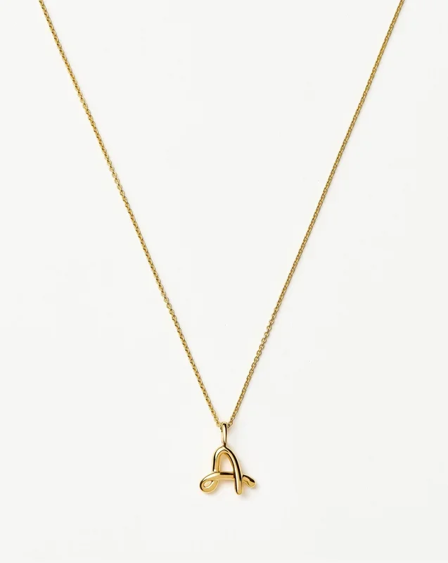 Curly Molten Mini Initial Necklace – A | 18ct Gold Vermeil