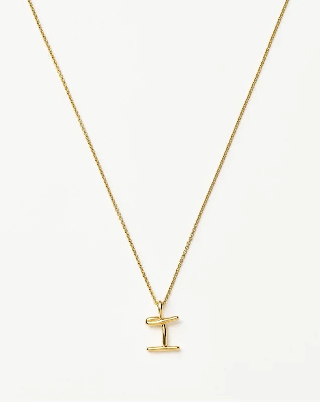 Curly Molten Mini Initial Necklace – I | 18ct Gold Vermeil