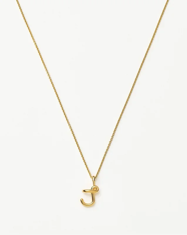 Curly Molten Mini Initial Necklace – J | 18ct Gold Vermeil