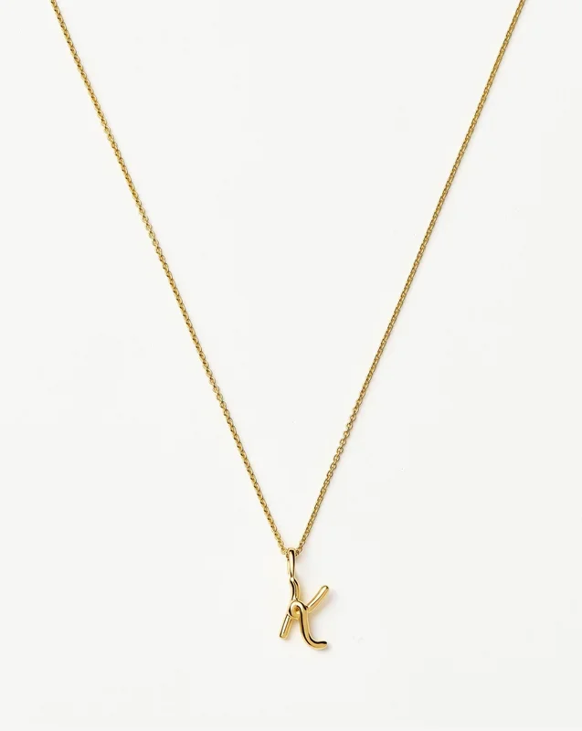 Curly Molten Mini Initial Necklace – K | 18k Gold Vermeil