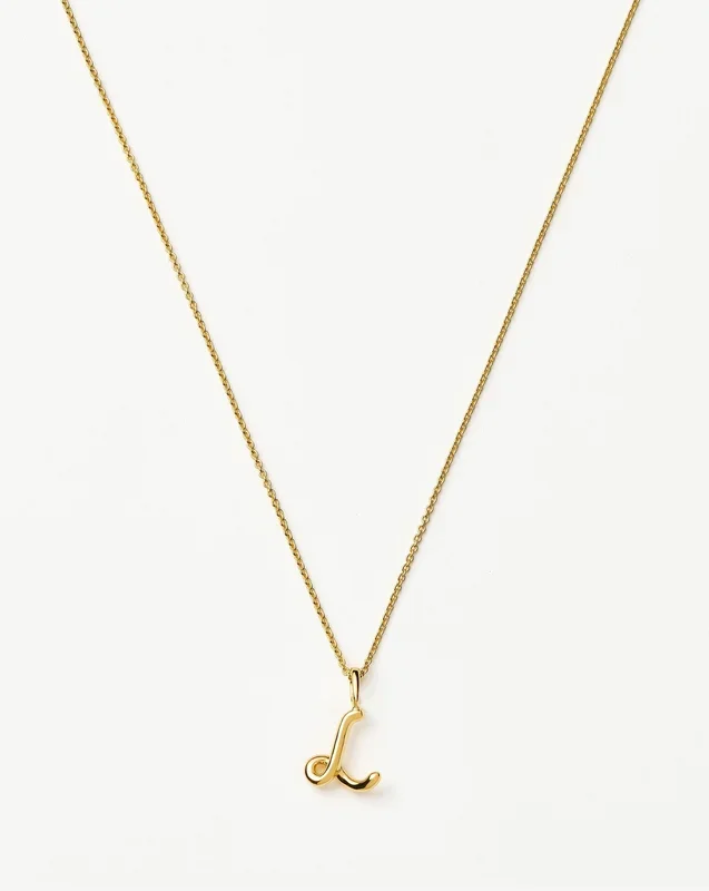Curly Molten Mini Initial Necklace – L |18k Gold Vermeil