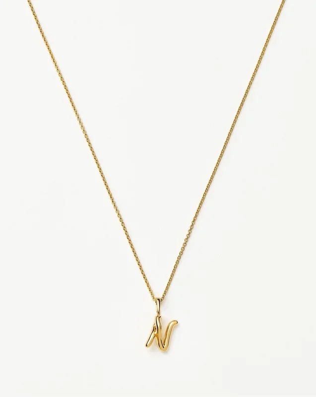 Curly Molten Mini Initial Necklace – N | 18ct Gold Vermeil