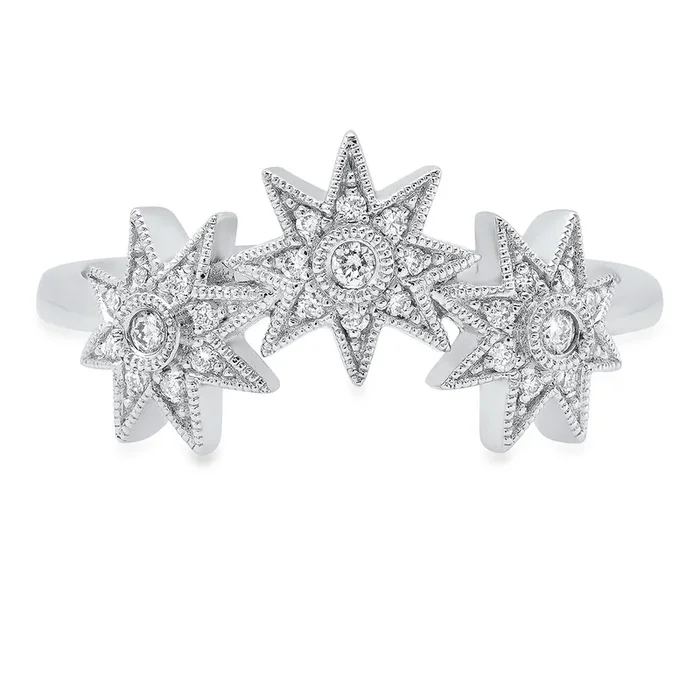 Curved Three Star Ring – Three Colors