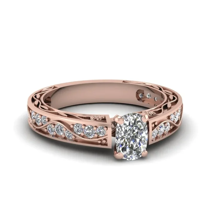 Cushion Cut Antique Filigree Engagement Ring