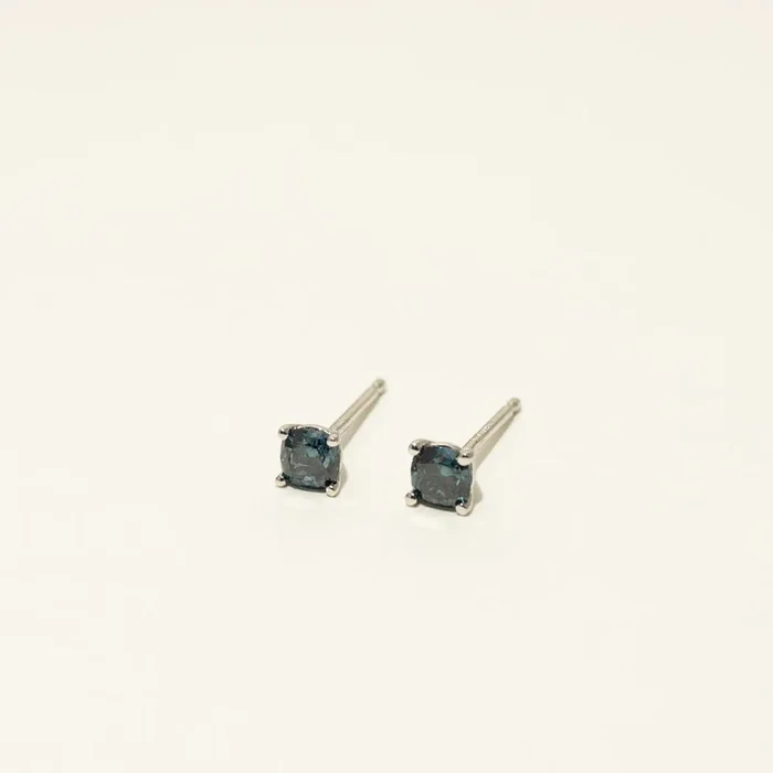 Cushion Cut Blue Diamond Stud Earrings in 14kt White Gold (3/8ct tw)