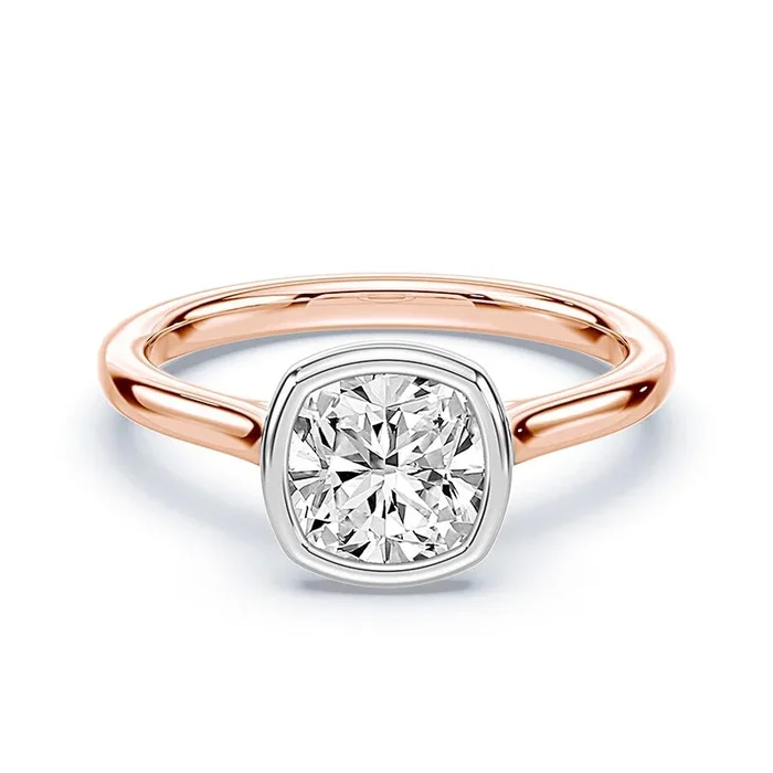 Cushion Cut Cathedral Bezel Ring