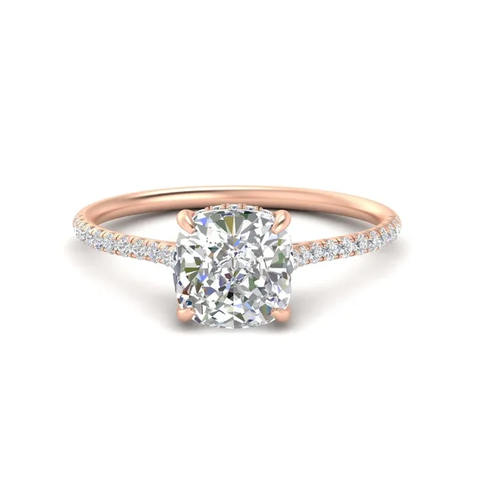 Cushion Cut Cathedral Halo Diamond Engagement Ring