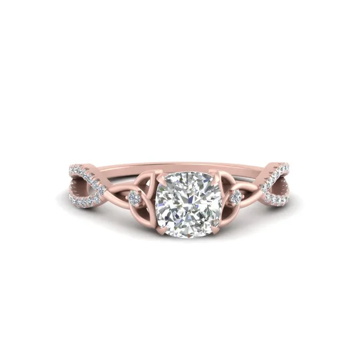 Cushion Cut Entwined Celtic Love Knot Engagement Ring