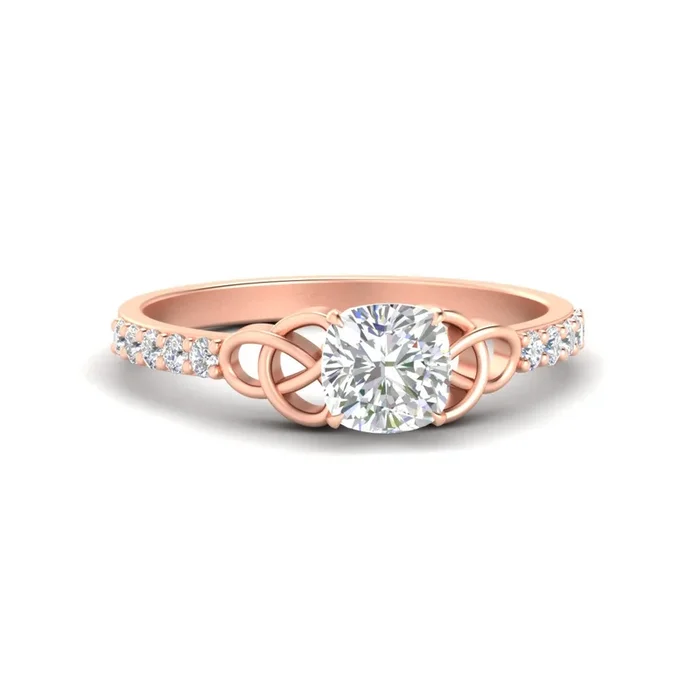 Cushion Cut Petite Celtic Engagement Ring
