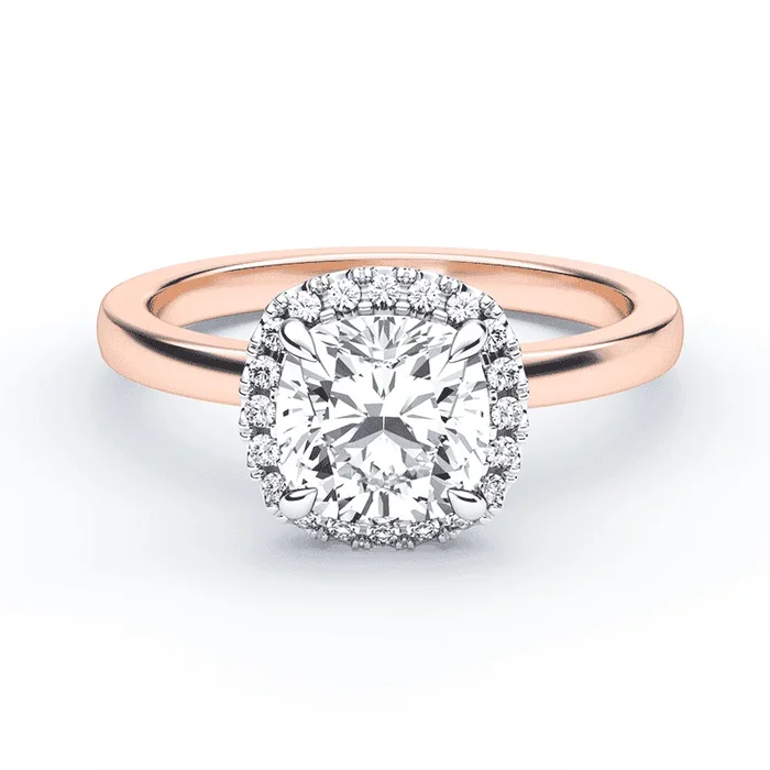 Cushion Cut Simple Halo Ring