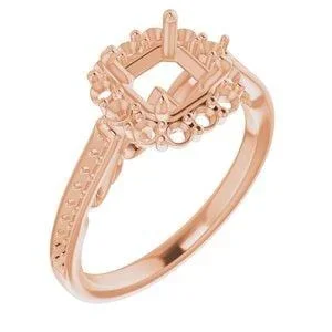 Custom 10K Rose 6 mm Asscher Engagement Ring Mounting