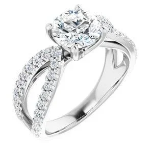Custom 14K White 7 mm Round Engagement Ring Mounting