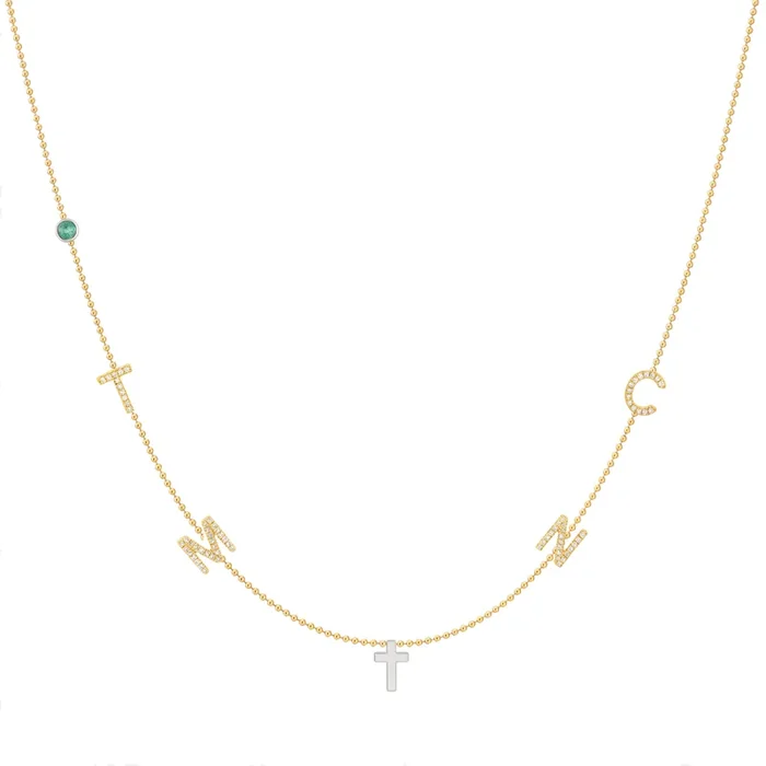 Custom Mixed Gold Necklace – 6 Letter