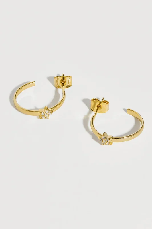 CZ Star Flat Edge Hoops