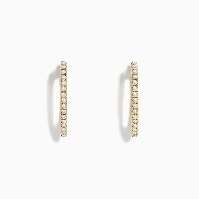 D’Oro 14K Yellow Gold 3/4″ Diamond Hoop Earrings, 0.31 TCW