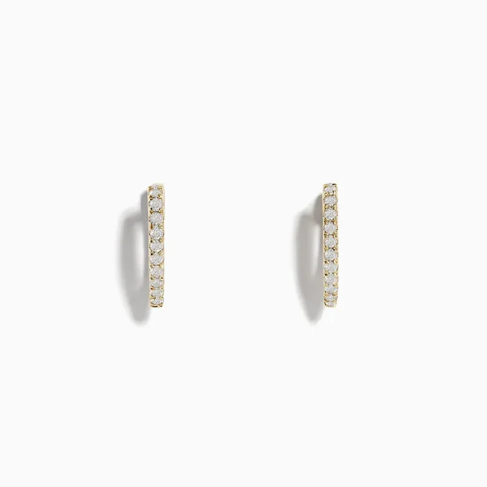 D’Oro 14k Yellow Gold 3/8″ Diamond Huggie Earrings 0.22 TCW