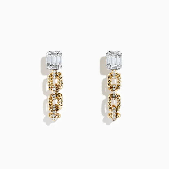 D’Oro 14K Yellow Gold Chain Link Diamond Earrings
