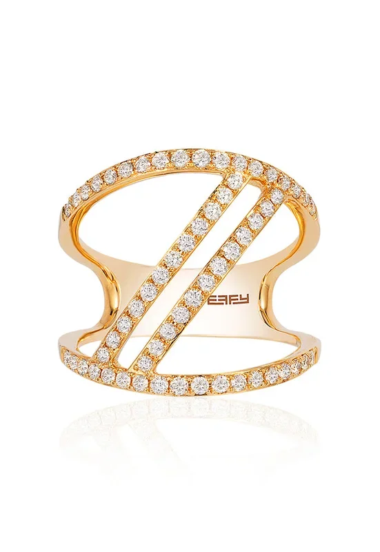 D’Oro 14K Yellow Gold Diamond Negative Space Ring, 0.65 TCW