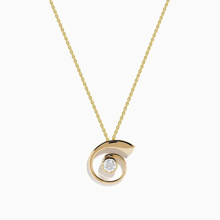 D’Oro 14K Yellow Gold Diamond Spiral Pendant