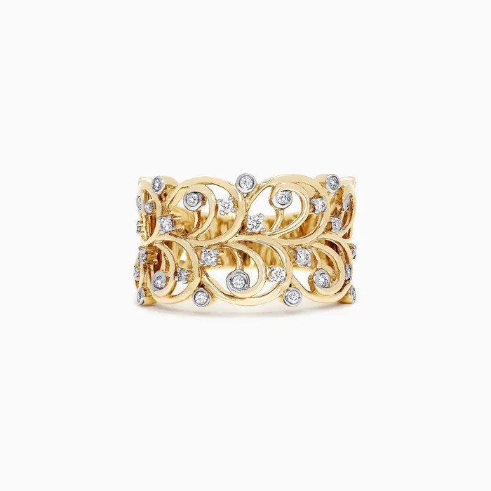 D’Oro 14K Yellow Gold Diamond Vine Ring, 0.26 TCW