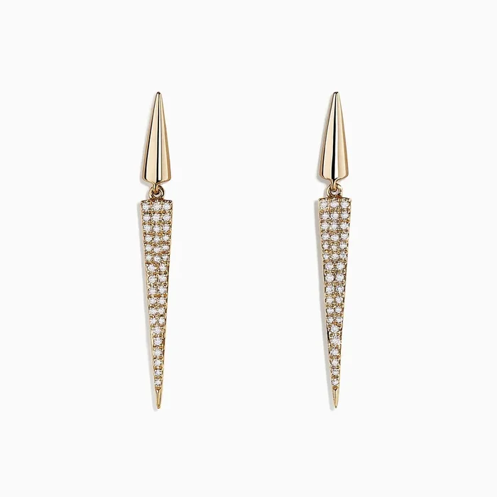 D’Oro 14K Yellow Gold Geometric Drop Earrings, 0.28 TCW
