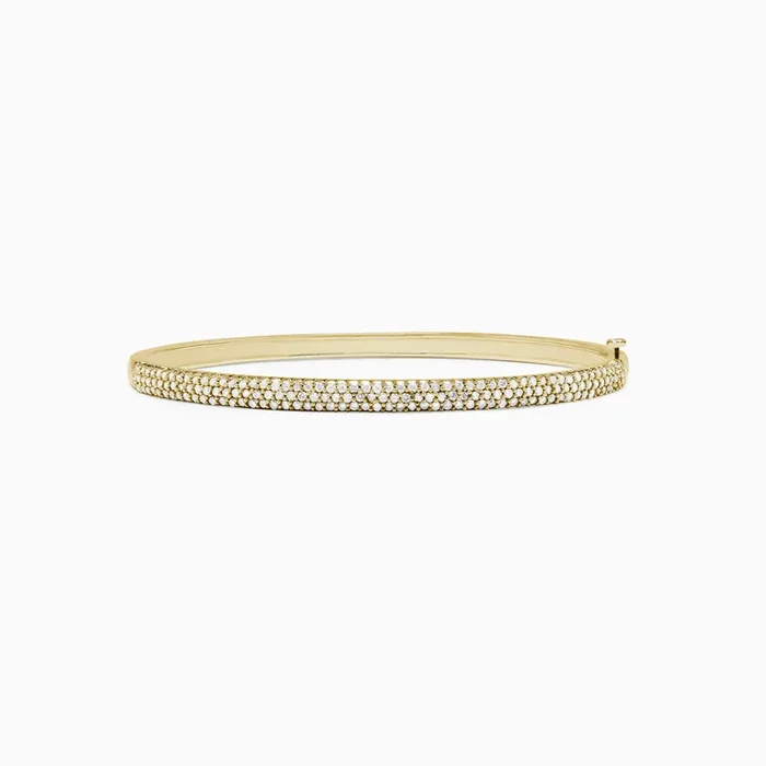 D’Oro 14K Yellow Gold Pave Diamond Bangle, 1.20 TCW