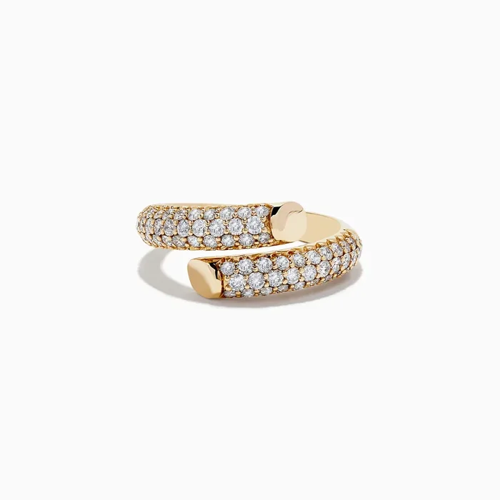 D’Oro 14K Yellow Gold Pave Diamond Bypass Ring