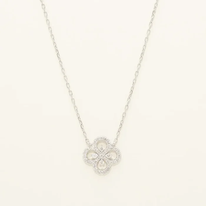Dabakarov Diamond Flower Necklace in 14kt White Gold (1/2ct tw)