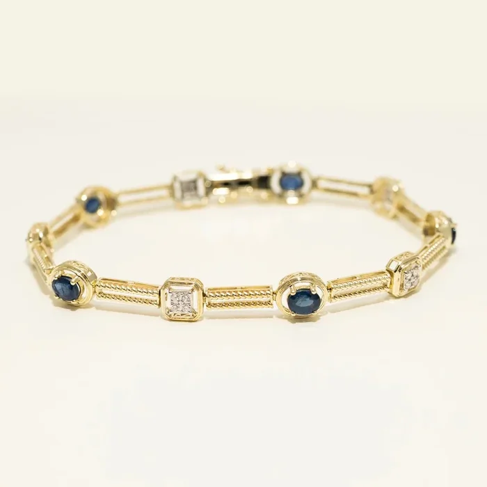 Dabakarov Sapphire Bracelet in 14kt Yellow Gold with Diamonds (1/3ct tw)